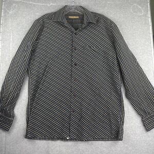 Men's Turtle brand button up shirt, navy and beige, size 42, long sleeve woven‎